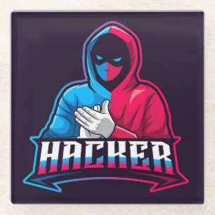 Posavasos De Vidrio Dibujo de Personalizado de hackers de equipos Guay