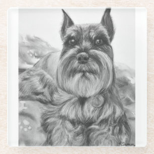 Posavasos De Vidrio Dibujo del Schnauzer
