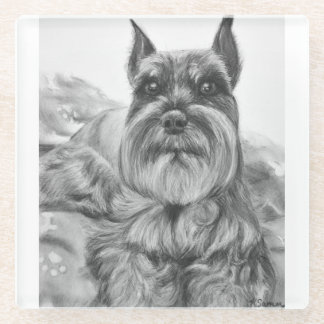 Posavasos De Vidrio Dibujo del Schnauzer