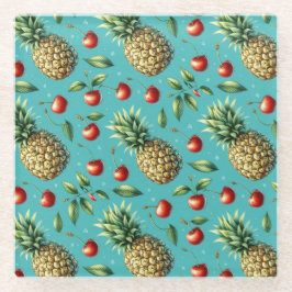 Posavasos De Vidrio Dicha de Piña y Cereza