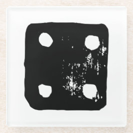 Posavasos De Vidrio Dígitos en blanco y negro #4 Rústico Linocut