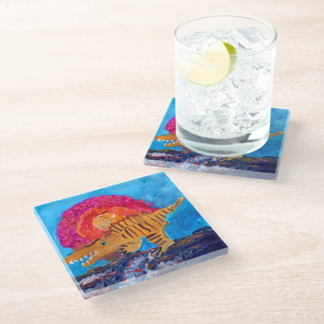 Posavasos De Vidrio Dinosaurio (Angular)