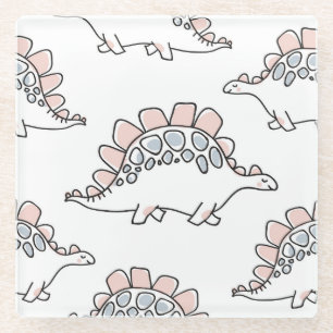 Posavasos De Vidrio Dinosaurios Doodle: Diversión de mano.