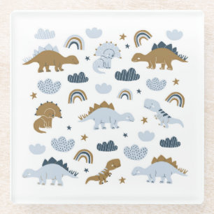 Posavasos De Vidrio Dinosaurios escandinavos, estrellas, rainbows ilus