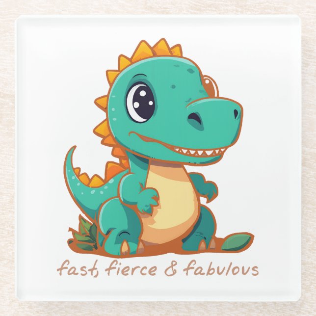 Posavasos De Vidrio Dinosaurios feroces (Anverso)