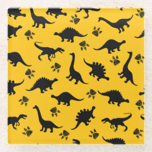 Posavasos De Vidrio Dinosaurios neones, patrón de grifo urbano