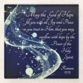 Posavasos De Vidrio Dios de esperanza, romanos 15:13 Verso de la Bibli