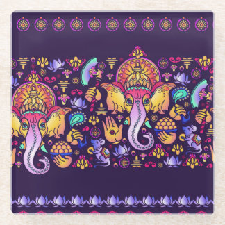 Posavasos De Vidrio Dios hindú de Ganesh: La Seamless festiva