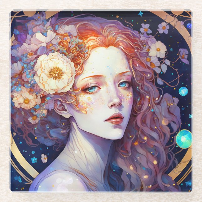 Posavasos De Vidrio Diosa Fantasy Art Glass Coaster (Anverso)