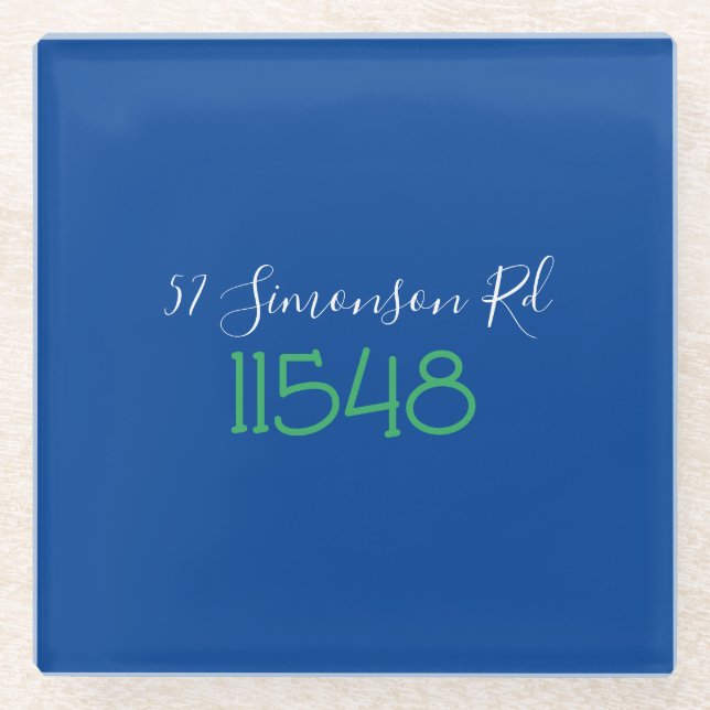 Posavasos De Vidrio Dirección de Calle con Código Postal Personalizado (Anverso)