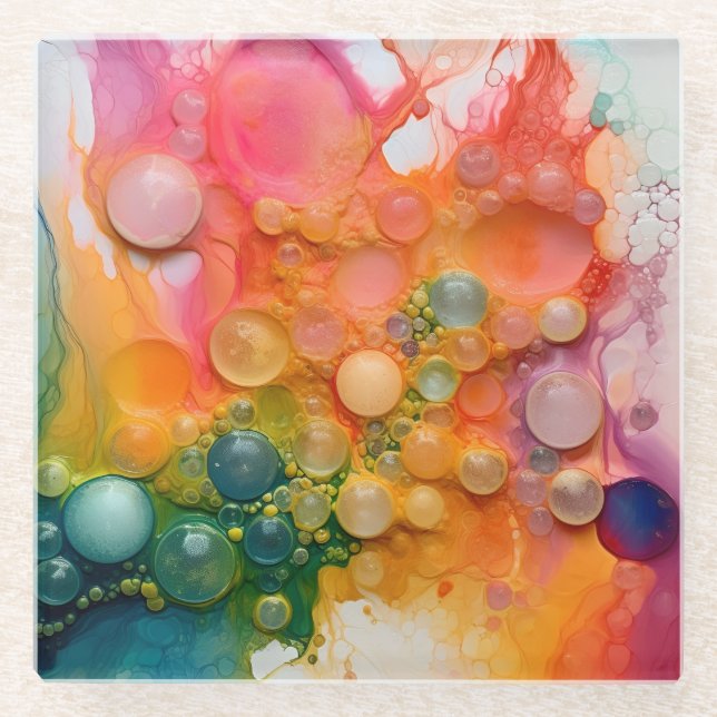 Posavasos De Vidrio Diseño abstracto de arte de la célula aguda líquid (Anverso)