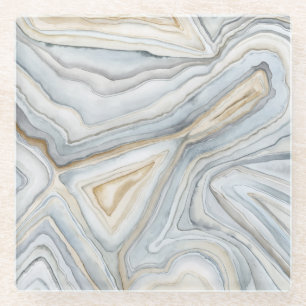 Posavasos De Vidrio Diseño abstracto de mármol gris