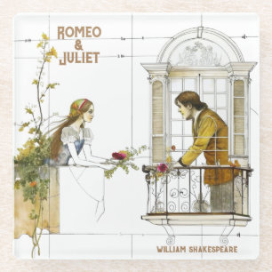 Posavasos De Vidrio Diseño acuático Romeo y Julieta