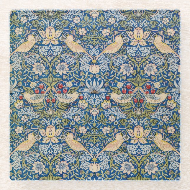 Posavasos De Vidrio Diseño Art Nouveau para aves (Anverso)