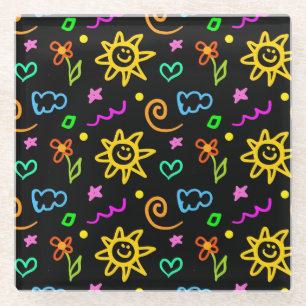 Posavasos De Vidrio Diseño colorido de fondo para los niños