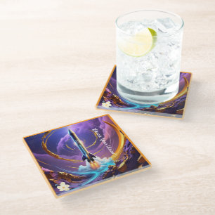 Posavasos De Vidrio "Diseño Cósmico Visionario"