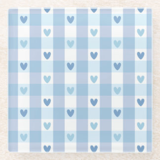 Posavasos De Vidrio Diseño de amor a cuadros pastel lindo