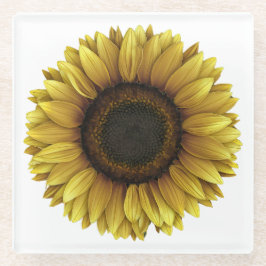 Posavasos De Vidrio Diseño de arte botánico Vivid Sunflower