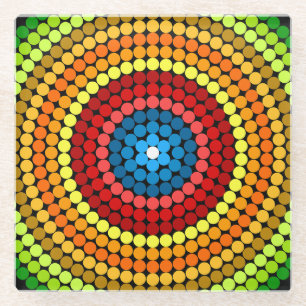 Posavasos De Vidrio Diseño de arte de mandala abstracto punteado-65904