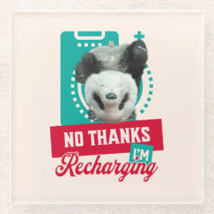 Posavasos De Vidrio Diseño de Batería Social Panda Agotado Introvertid