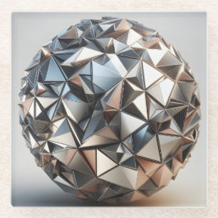 Posavasos De Vidrio diseño de bola de reflejos metálicos