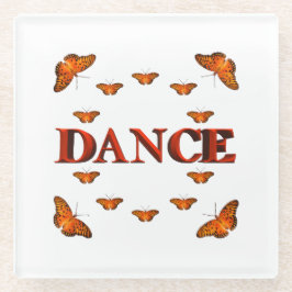 Posavasos De Vidrio Diseño de danza con mariposas