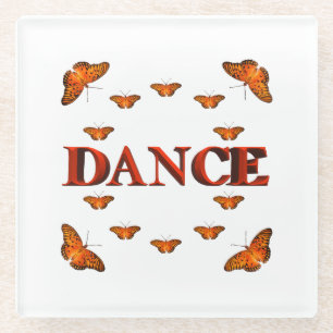 Posavasos De Vidrio Diseño de danza con mariposas