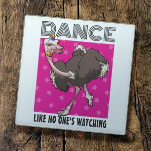 Posavasos De Vidrio Diseño de divertida danza de avestruz como si nadi