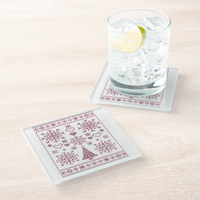 Posavasos De Vidrio Diseño de ejemplo de patrón cruzado de navidades (Angular)