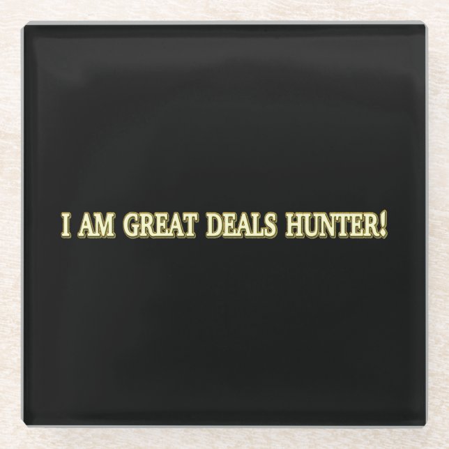 Posavasos De Vidrio Diseño de ilustraciones "Great Deals Hunter" Compr (Anverso)