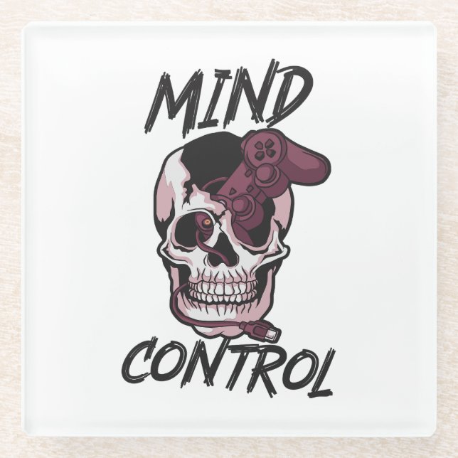 Posavasos De Vidrio Diseño de juegos de control mental (Anverso)