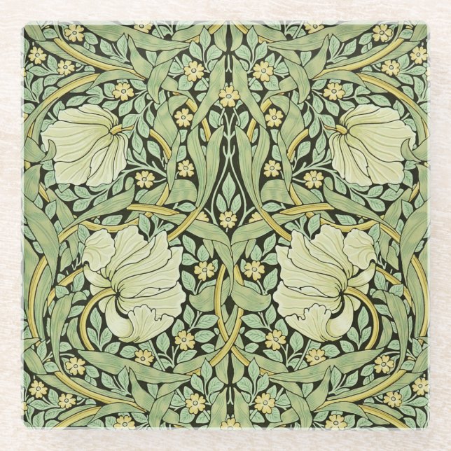 Posavasos De Vidrio Diseño de la cosecha de William Morris, Pimpernel, (Anverso)