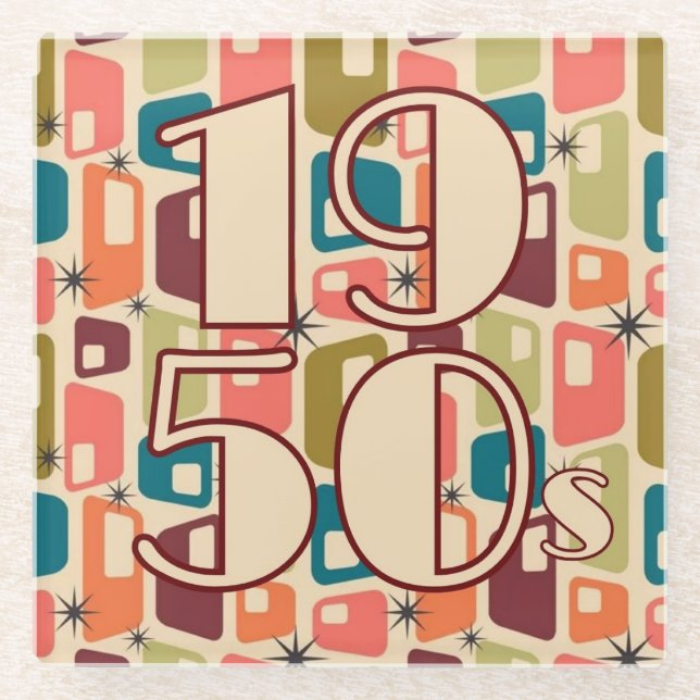 Posavasos De Vidrio Diseño de la década de 1950 (Anverso)