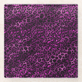 Posavasos De Vidrio Diseño de la serie Leopardo púrpura y dorado 3