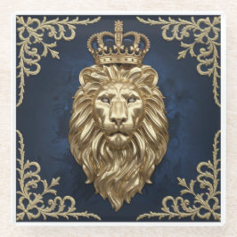 Posavasos De Vidrio Diseño de León Regal - Decoración de lujo Navy Blu
