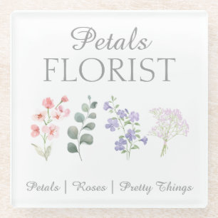 Posavasos De Vidrio Diseño de Marca de Negocio de Floristería Boutique