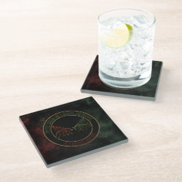 Posavasos De Vidrio Diseño de Mentalidad de Trader Toro Oso Verde Rojo