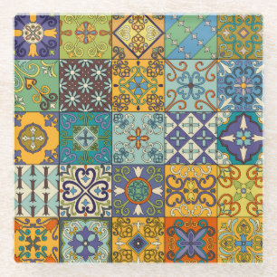 Posavasos De Vidrio Diseño de mosaicos de talavera portuguesa