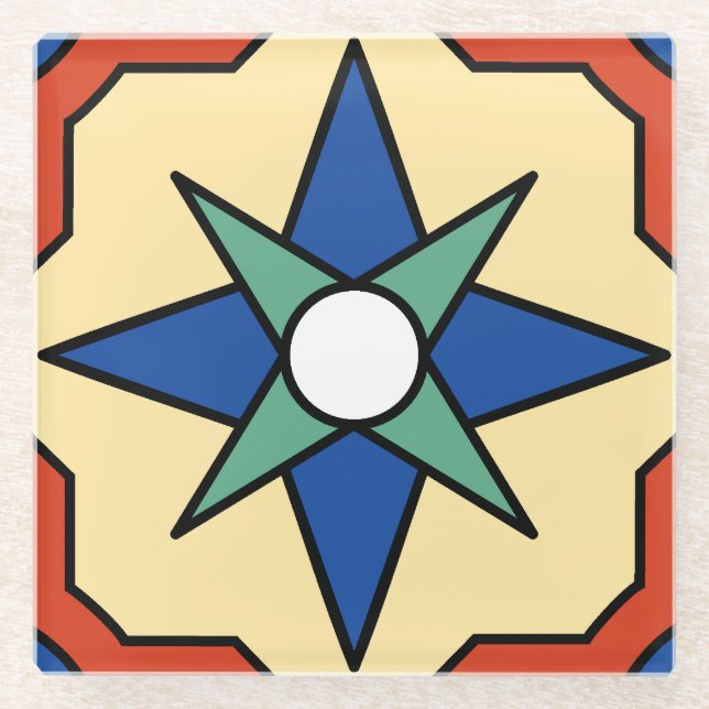 Posavasos De Vidrio Diseño de mosaicos en la isla catalana (Anverso)