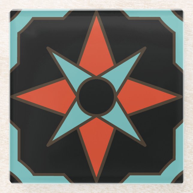 Posavasos De Vidrio Diseño de mosaicos en la isla catalana (Anverso)