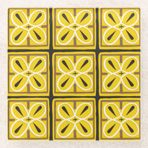Posavasos De Vidrio Diseño de mosaicos ornamentales vintage