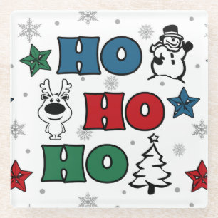 Posavasos De Vidrio Diseño de Navidades Ho-Ho-Ho