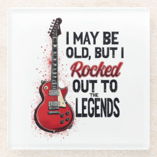 Posavasos De Vidrio Diseño de nostalgia musical de guitarra de rock cl