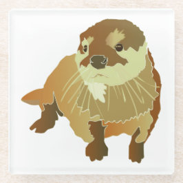 Posavasos De Vidrio diseño de nutria ultraderecha