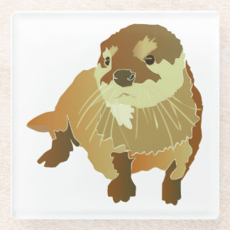 Posavasos De Vidrio diseño de nutria ultraderecha