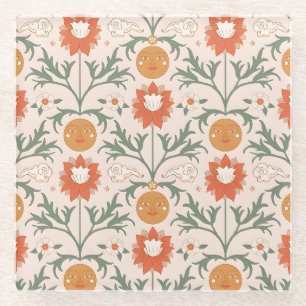 Posavasos De Vidrio Diseño de patrón continuo de explosión floral cele