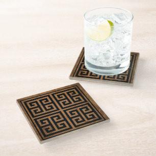 Posavasos De Vidrio Diseño de patrón de llave griega