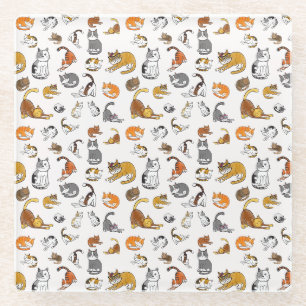 Posavasos De Vidrio diseño de patrones blancos lindos de gato para los