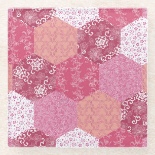 Posavasos De Vidrio Diseño de patrones de parches de estilo japonés