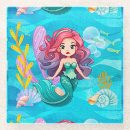 Posavasos De Vidrio Diseño de sirena mística